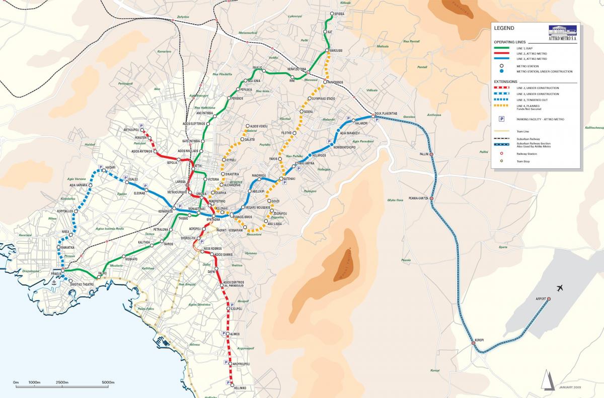 Mapa das zonas de Atenas