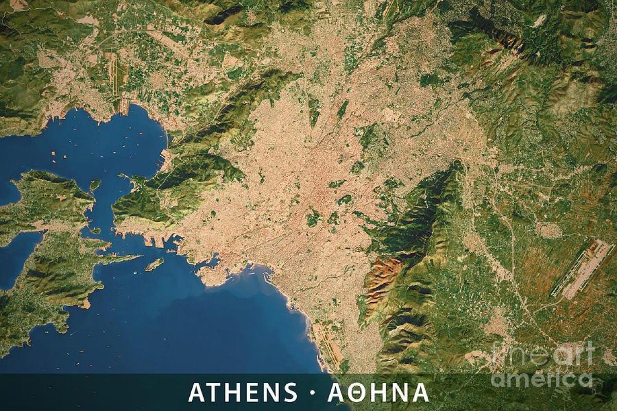 Mapa de elevação de Atenas